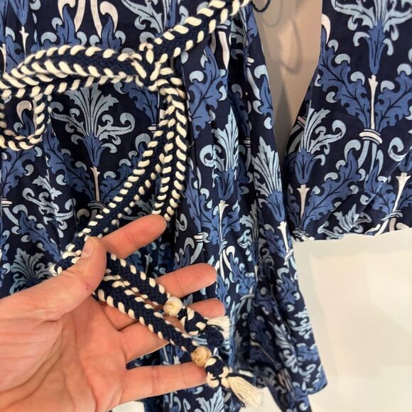 ZARA Blue Floral Print Fit & Flare Mini Dress sz M - Picture 4 of 8